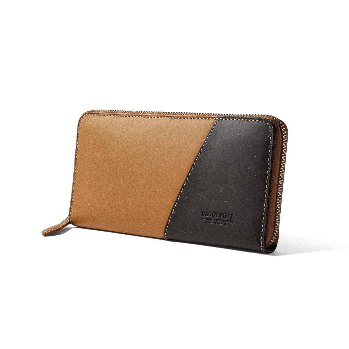 Recycled Leather Round Zip Long Wallet ZKM600