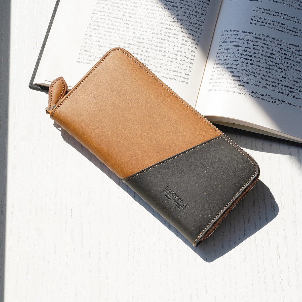 Recycled Leather Round Zip Long Wallet ZKM600