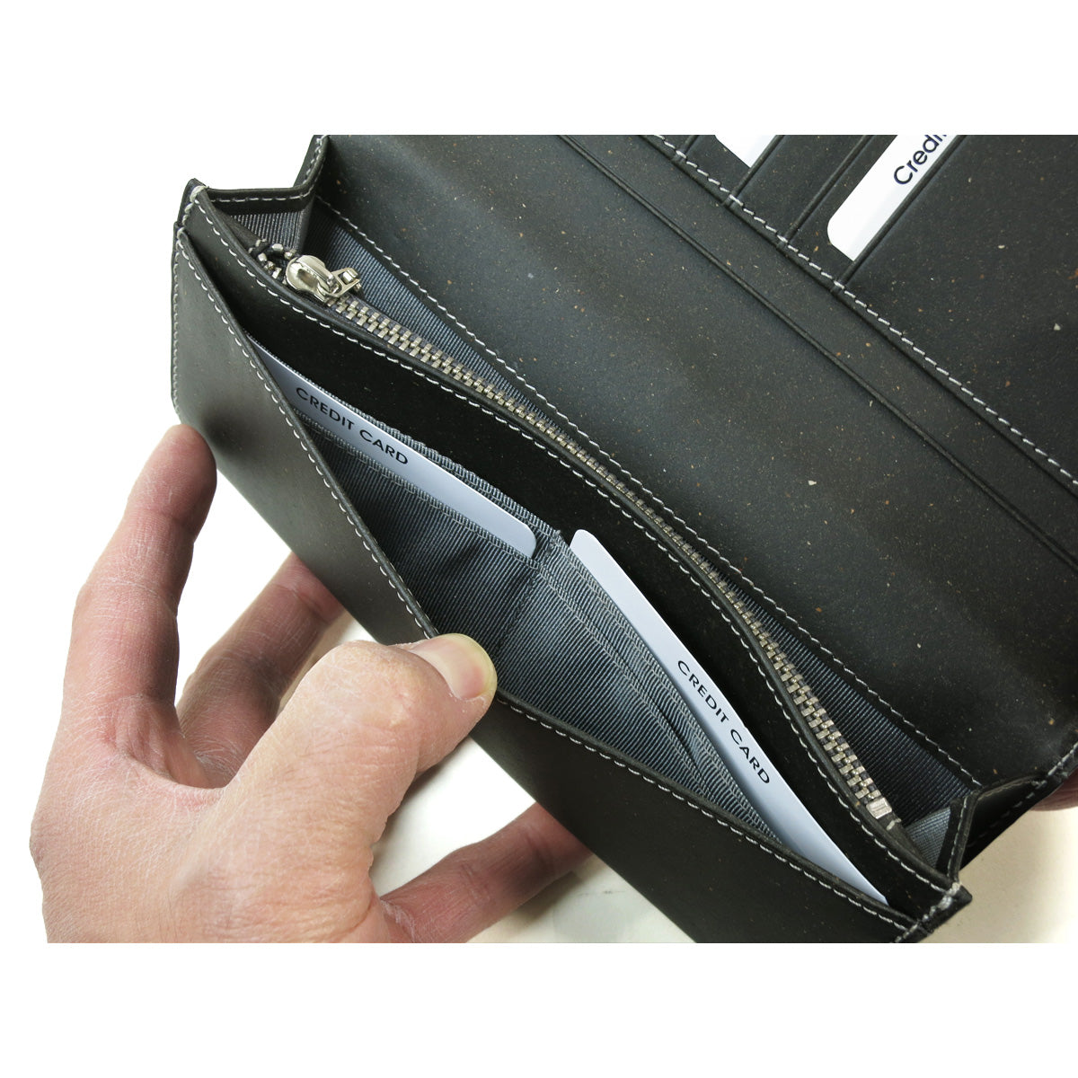 Recycled Leather Long Wallet ZKM601