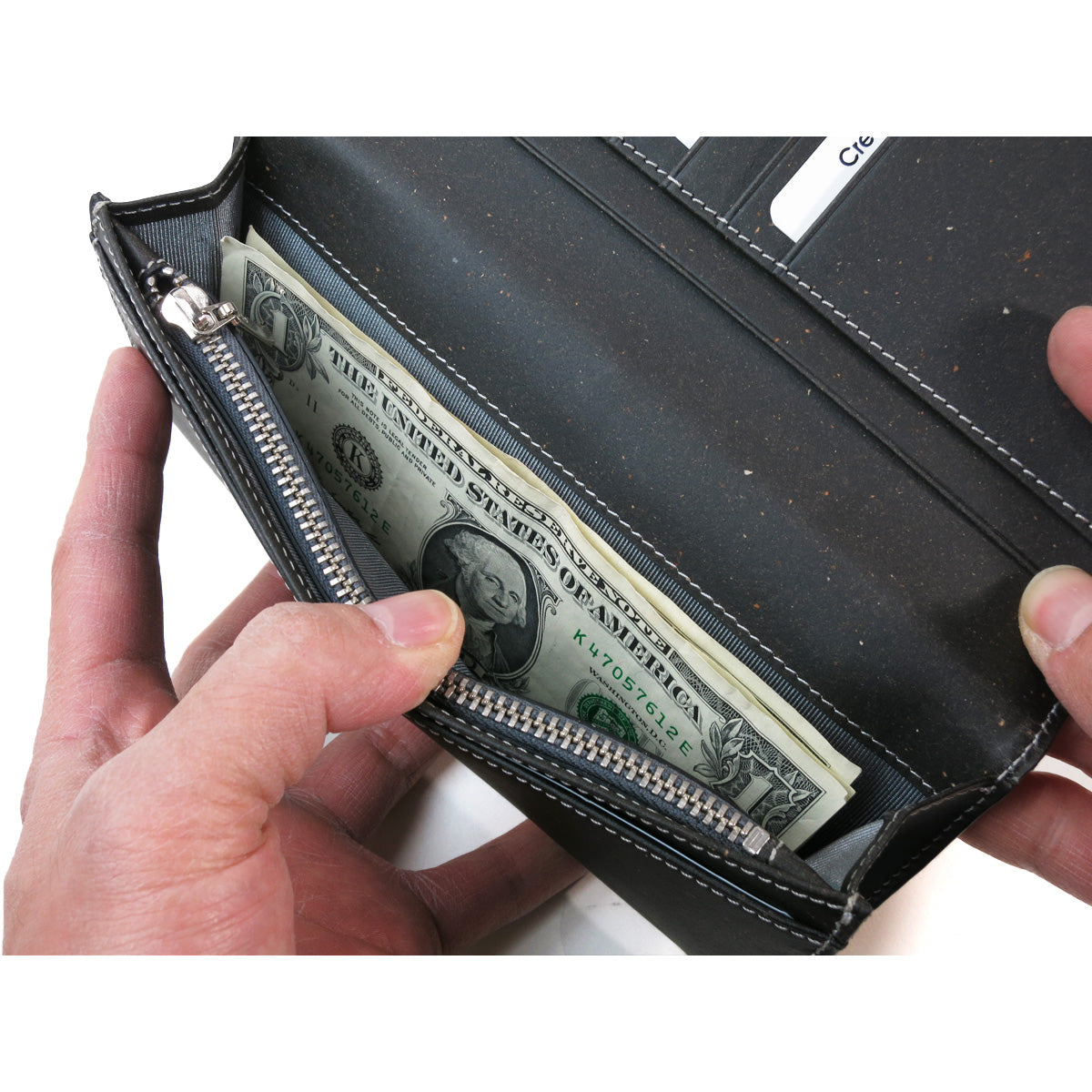 Recycled Leather Long Wallet ZKM601