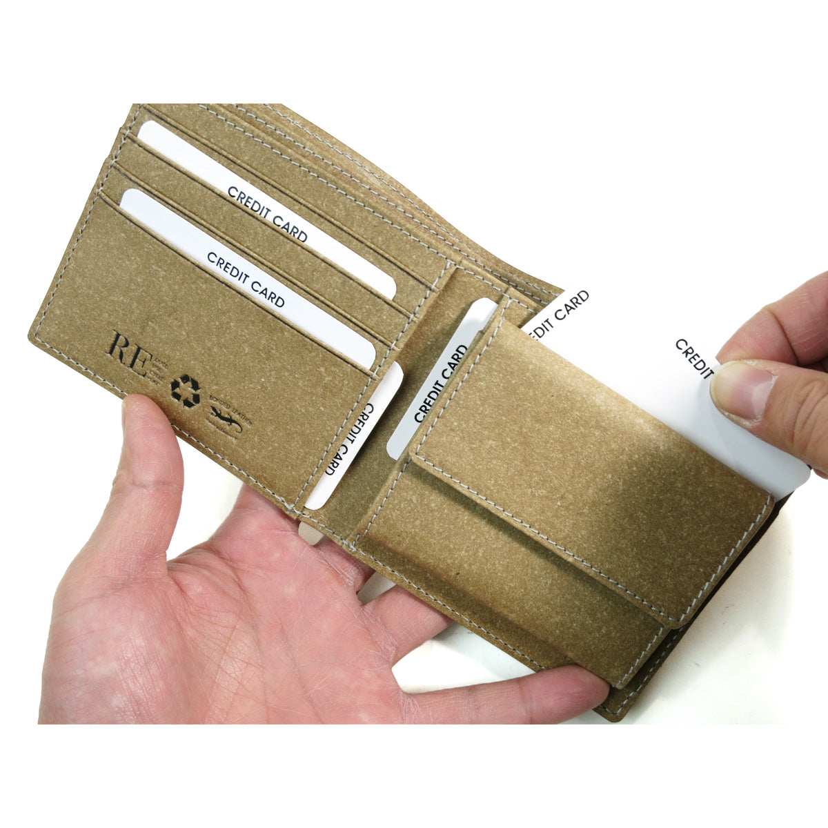 Recycled Leather Bifold Wallet ZKM603