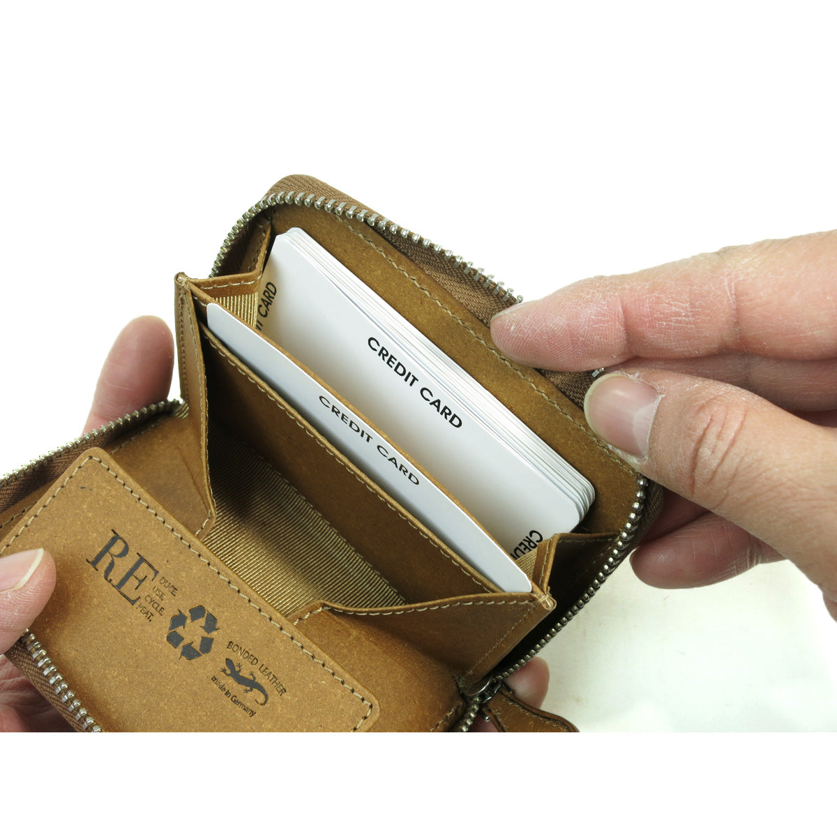 Recycled Leather Round Zipper Coin Purse ZKM604