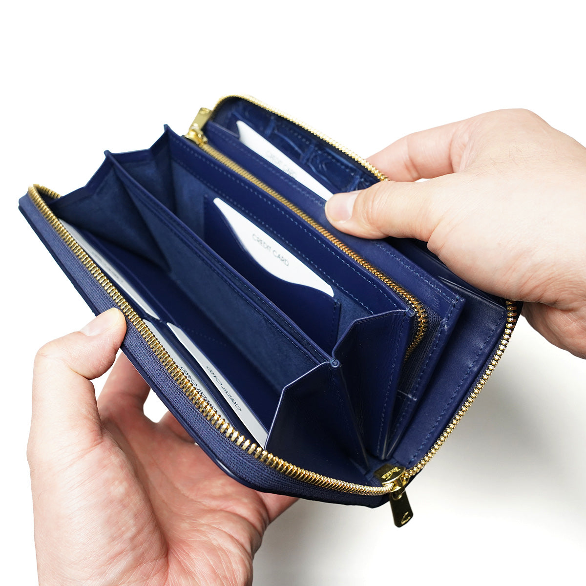 クロコダイル ベジットブルー さな 藍染め×クロコダイル ラウンドファスナー 長財布 ZWL8000