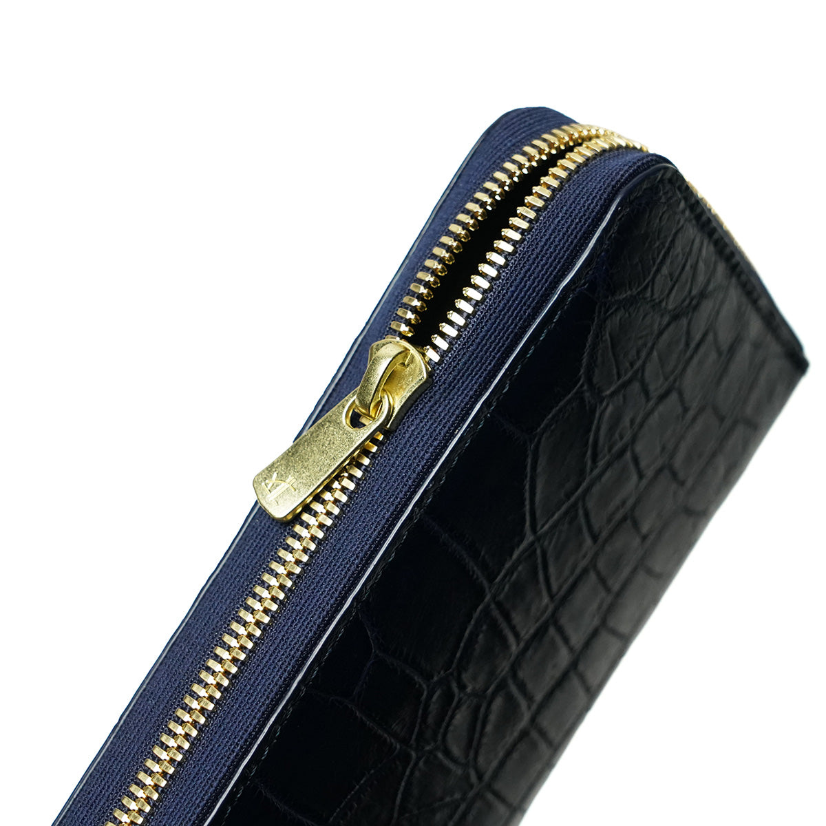 藍染め×クロコダイル ラウンドファスナー 長財布 ZWL8000