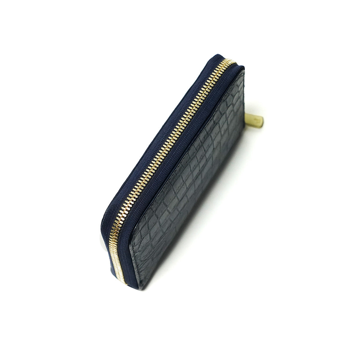 ガープ、クロコダイル 藍染め×クロコダイル ラウンドファスナー ハーフ財布 ZWL8001