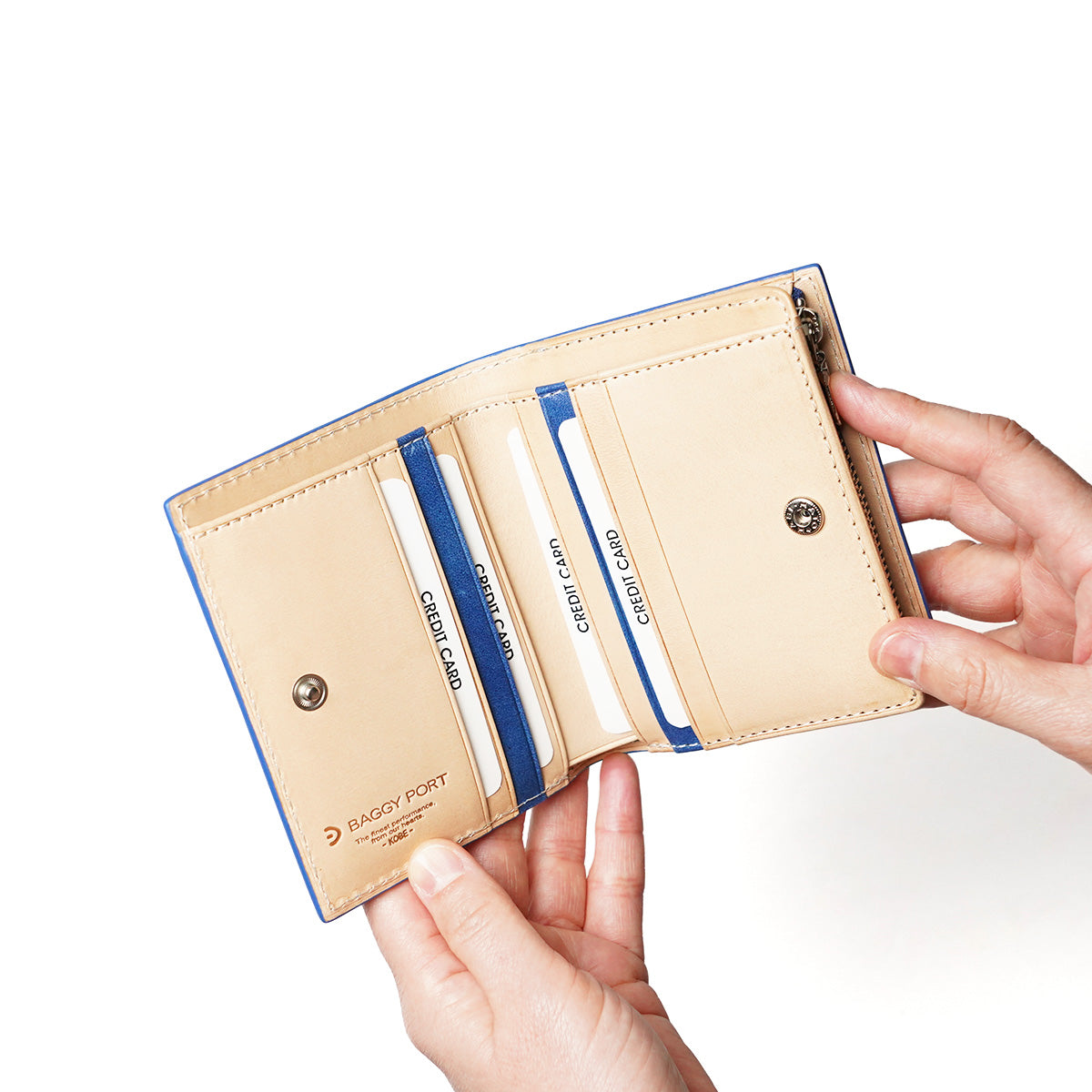 藍染め レザー コンパクトハーフ財布 ZYS082