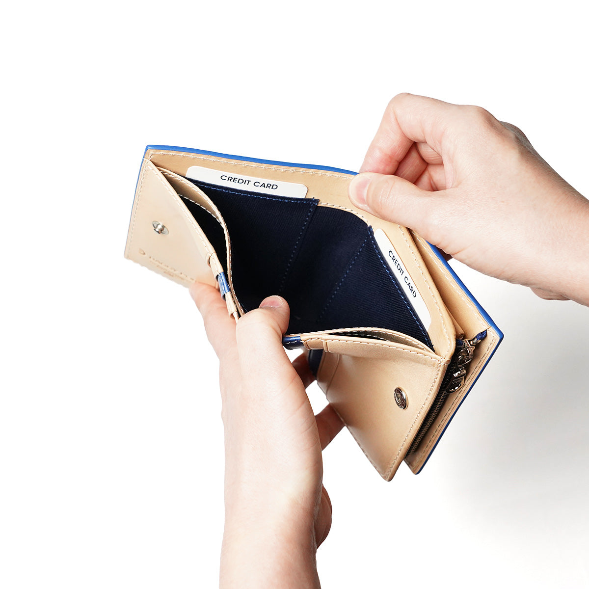 藍染め レザー コンパクトハーフ財布 ZYS082