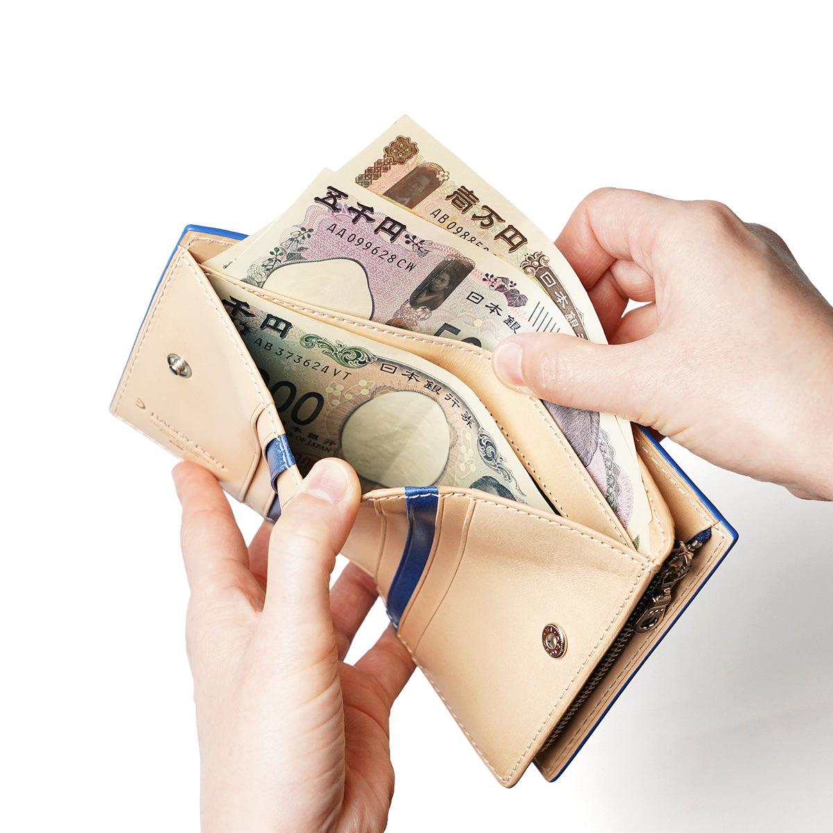 藍染め レザー コンパクトハーフ財布 ZYS082