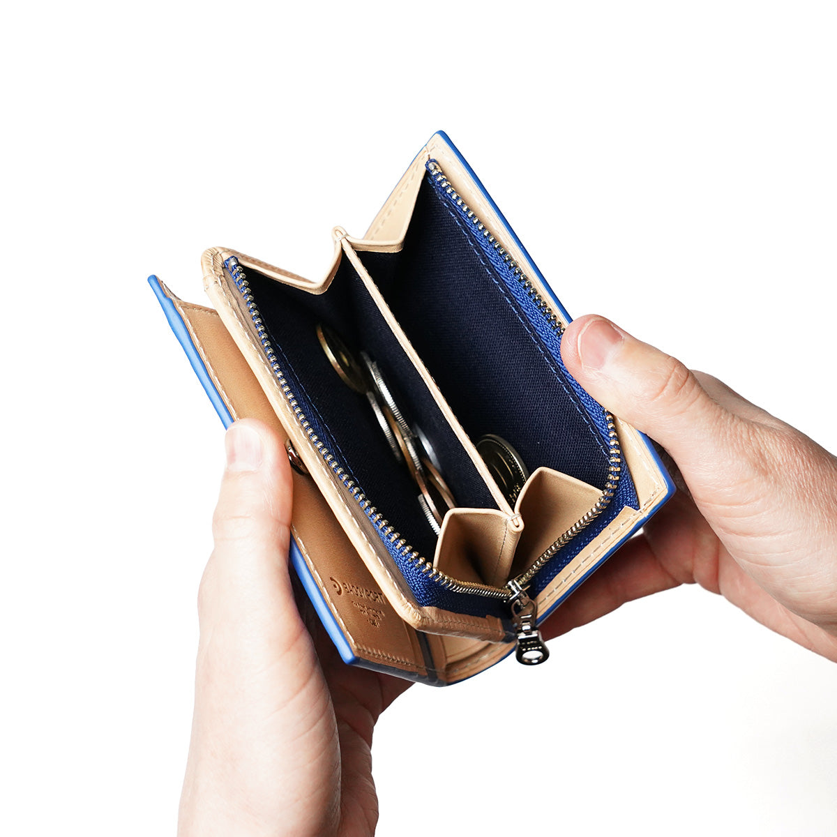 藍染め レザー コンパクトハーフ財布 ZYS082