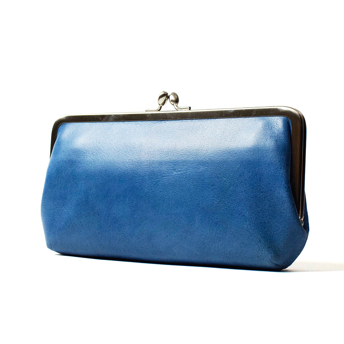 Indigo-dyed leather clasp long wallet ZYS084