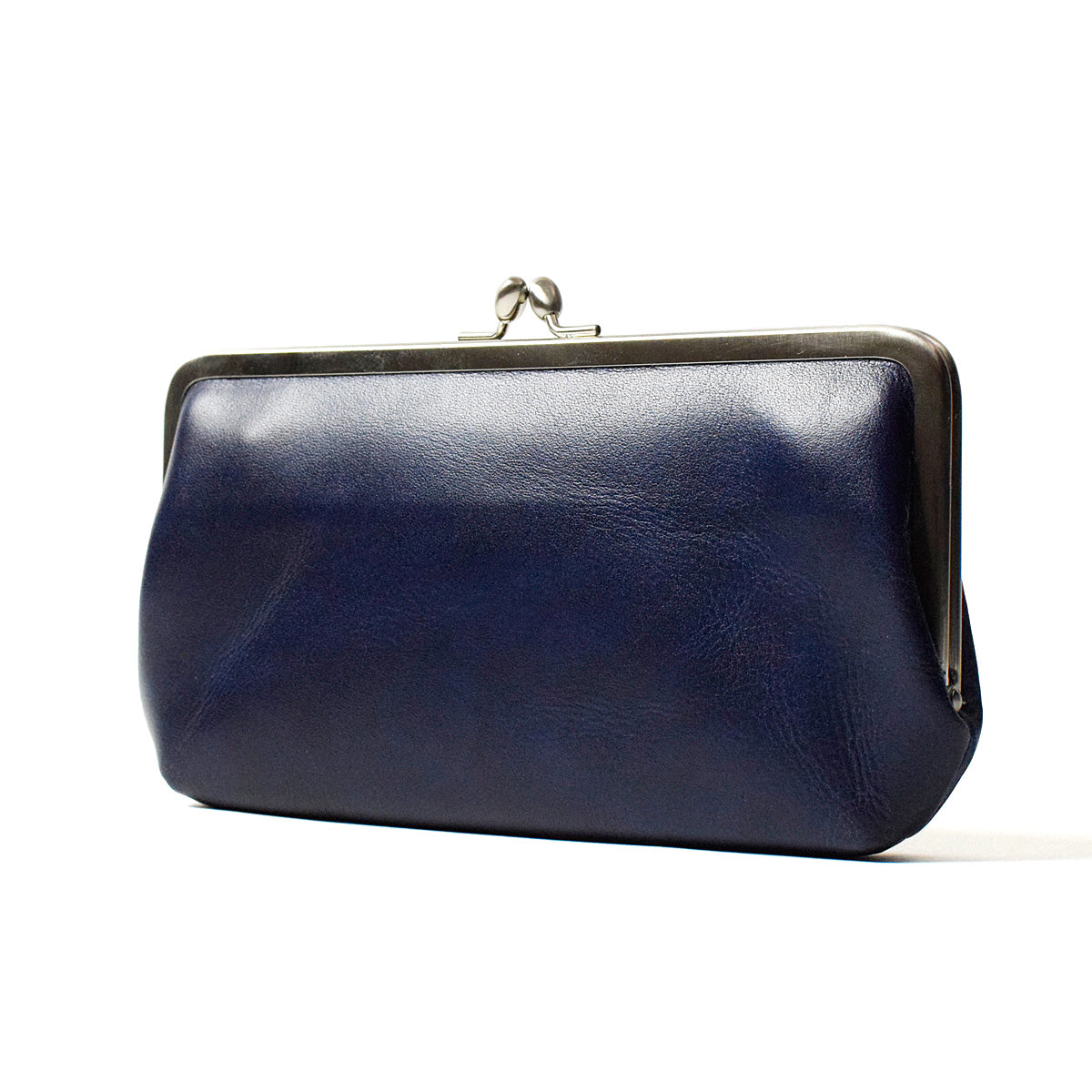 Indigo-dyed leather clasp long wallet ZYS084