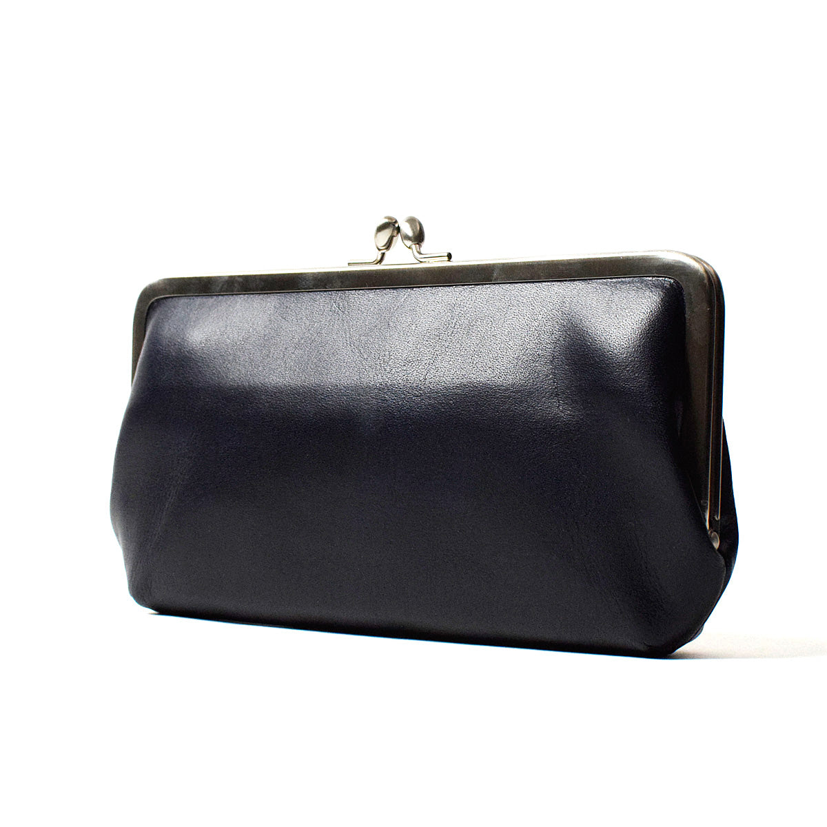 Indigo-dyed leather clasp long wallet ZYS084