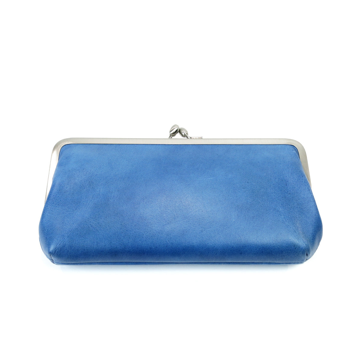 Indigo-dyed leather clasp long wallet ZYS084