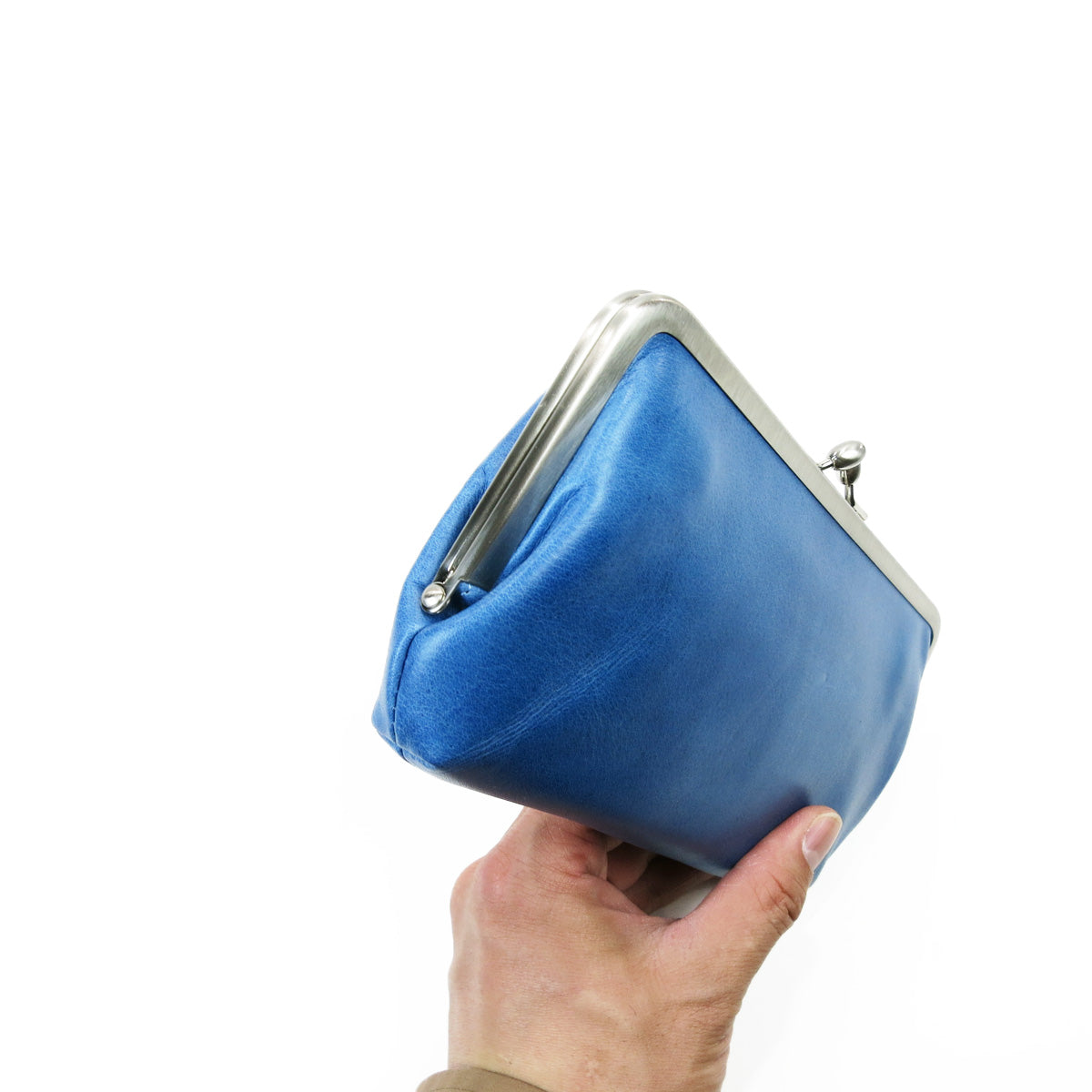 Indigo-dyed leather clasp long wallet ZYS084