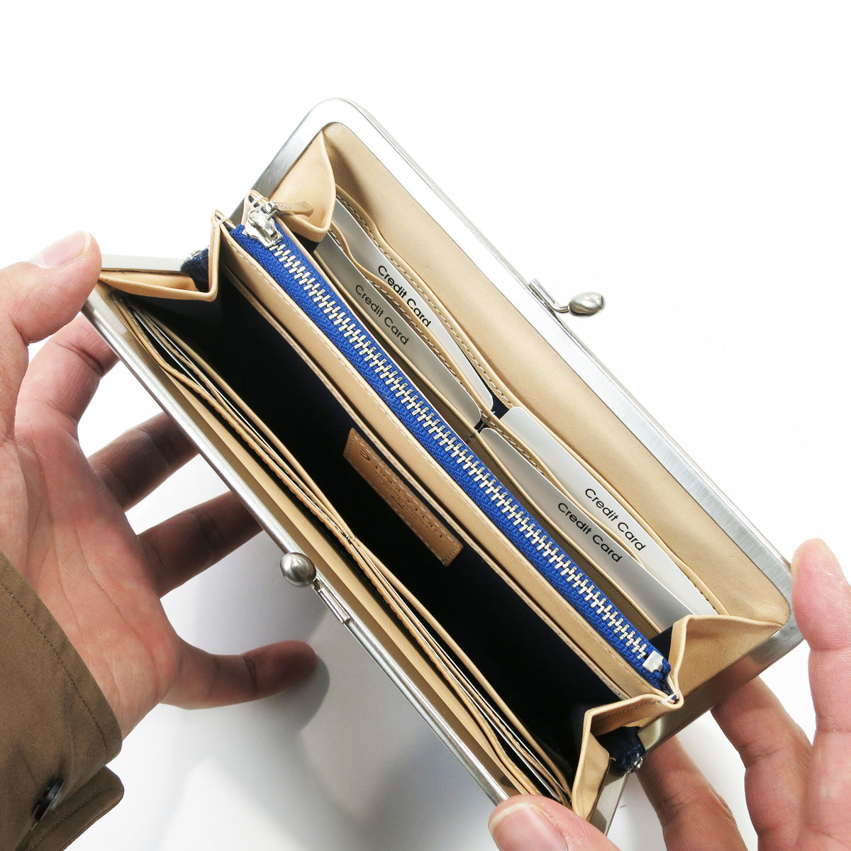 Indigo-dyed leather clasp long wallet ZYS084