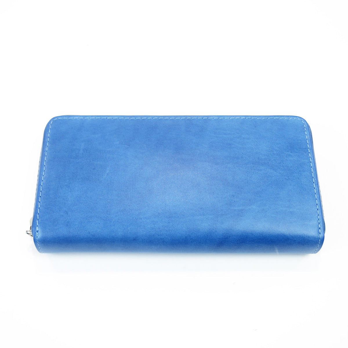 Indigo-dyed leather round zipper multi-case ZYS085