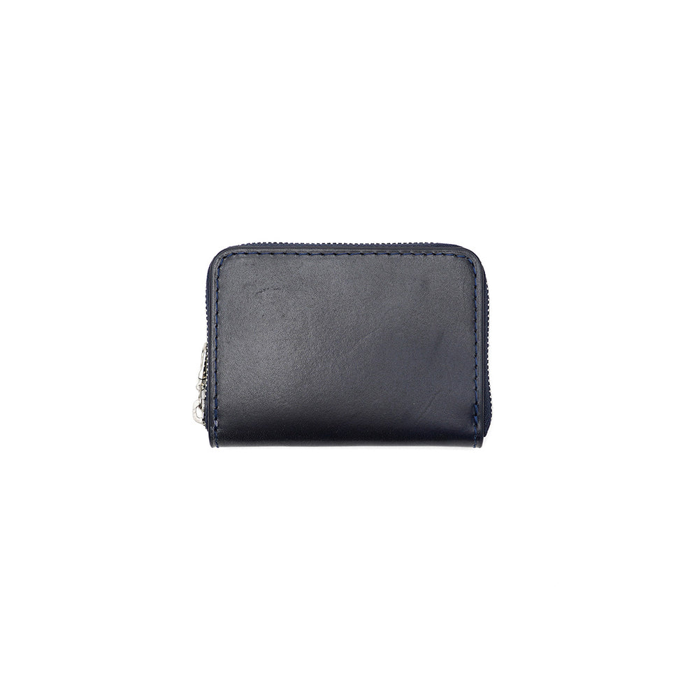 Indigo-dyed leather round zipper coin purse ZYS089