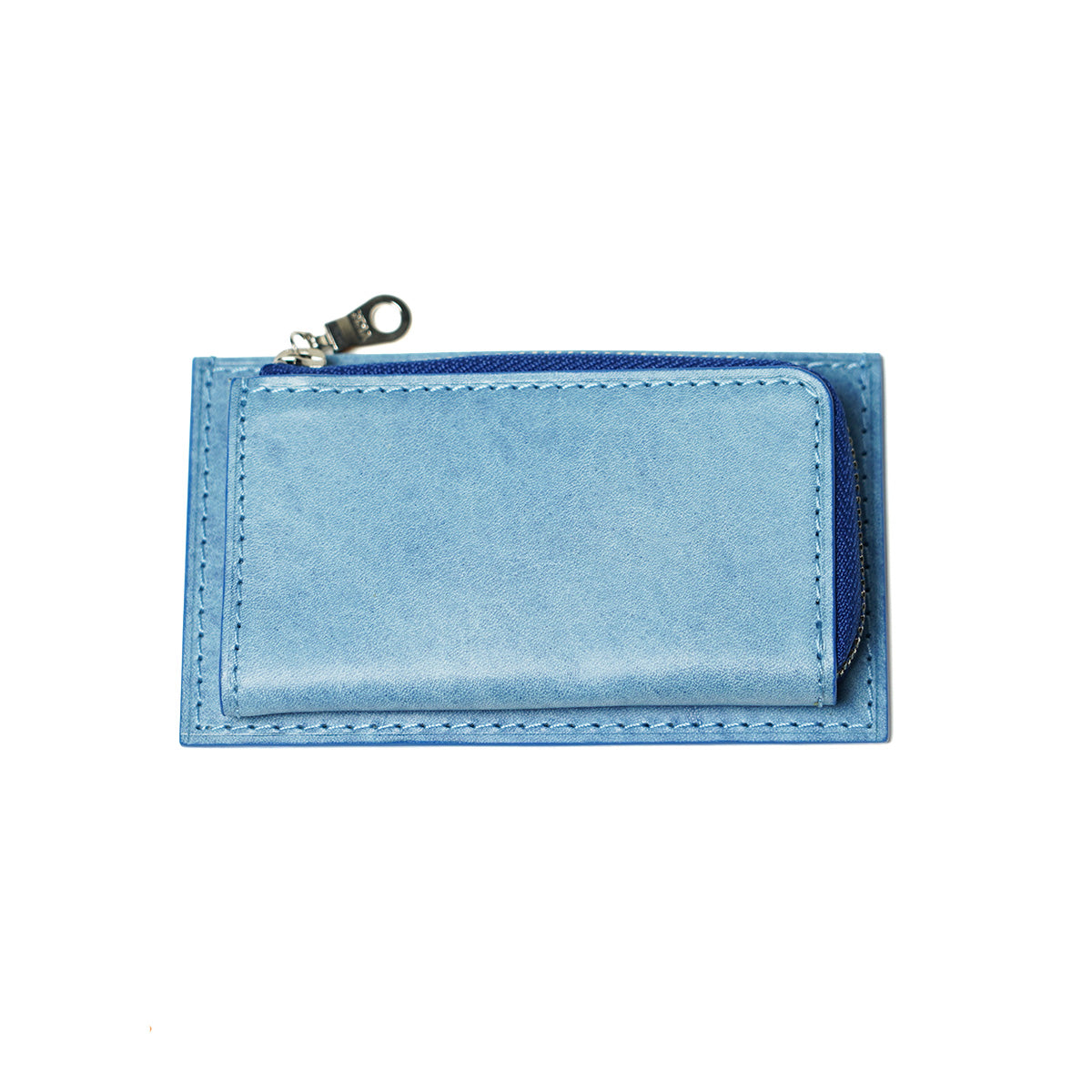 Indigo-dyed leather compact mini wallet ZYS092