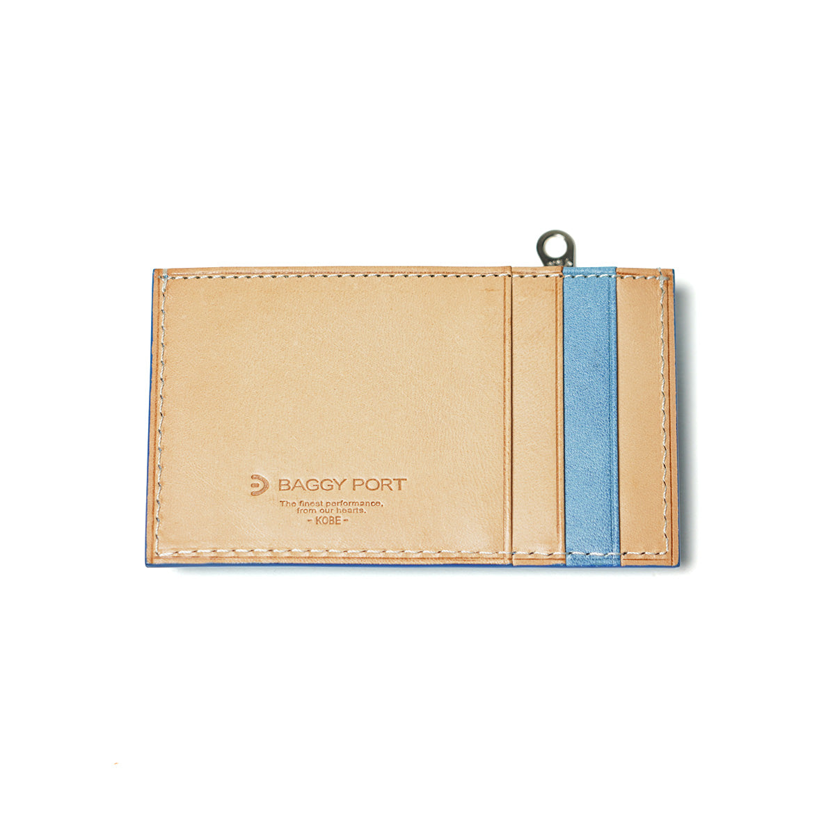 Indigo-dyed leather compact mini wallet ZYS092