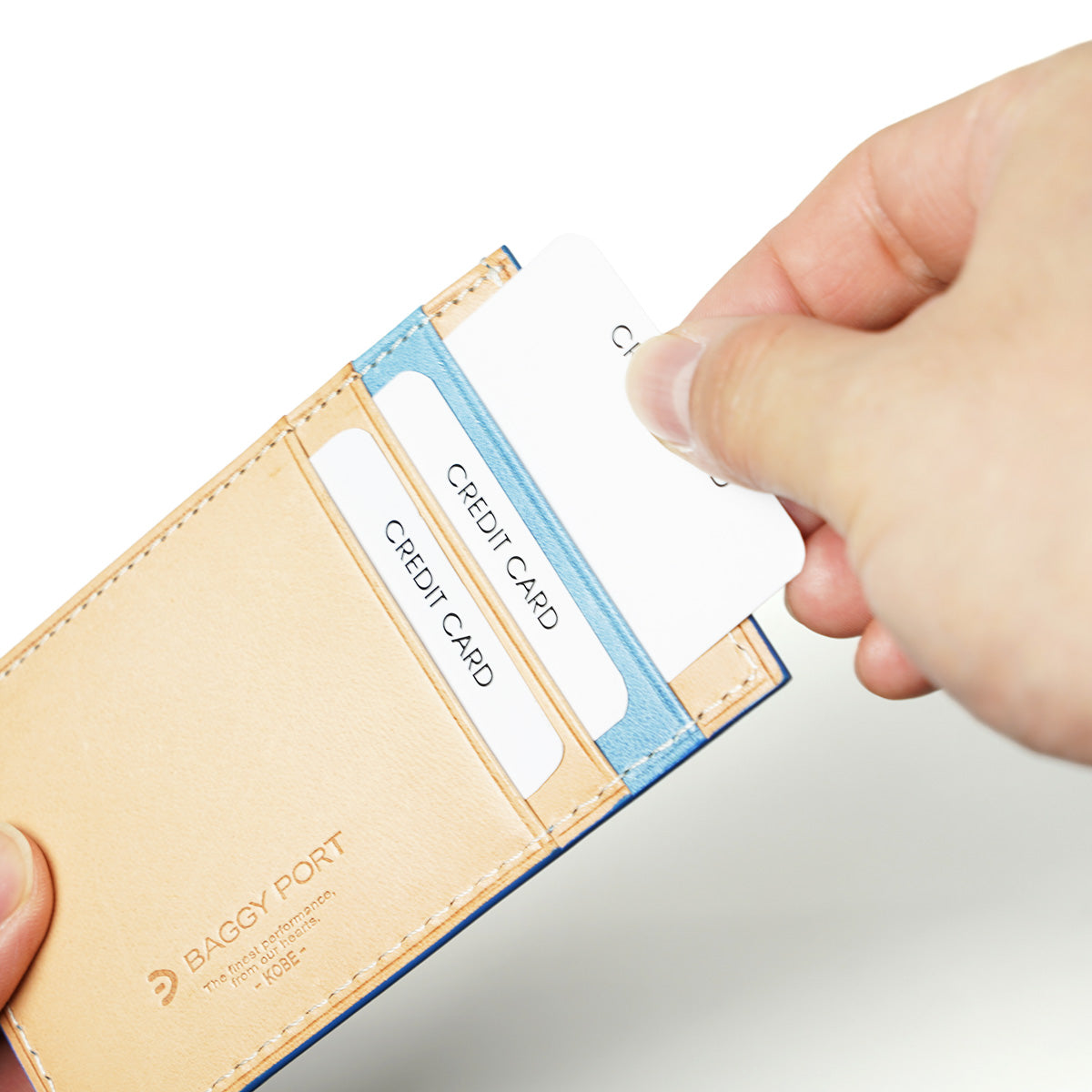 Indigo-dyed leather compact mini wallet ZYS092