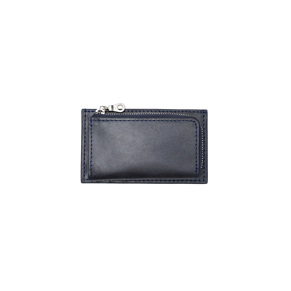 Indigo-dyed leather compact mini wallet ZYS092