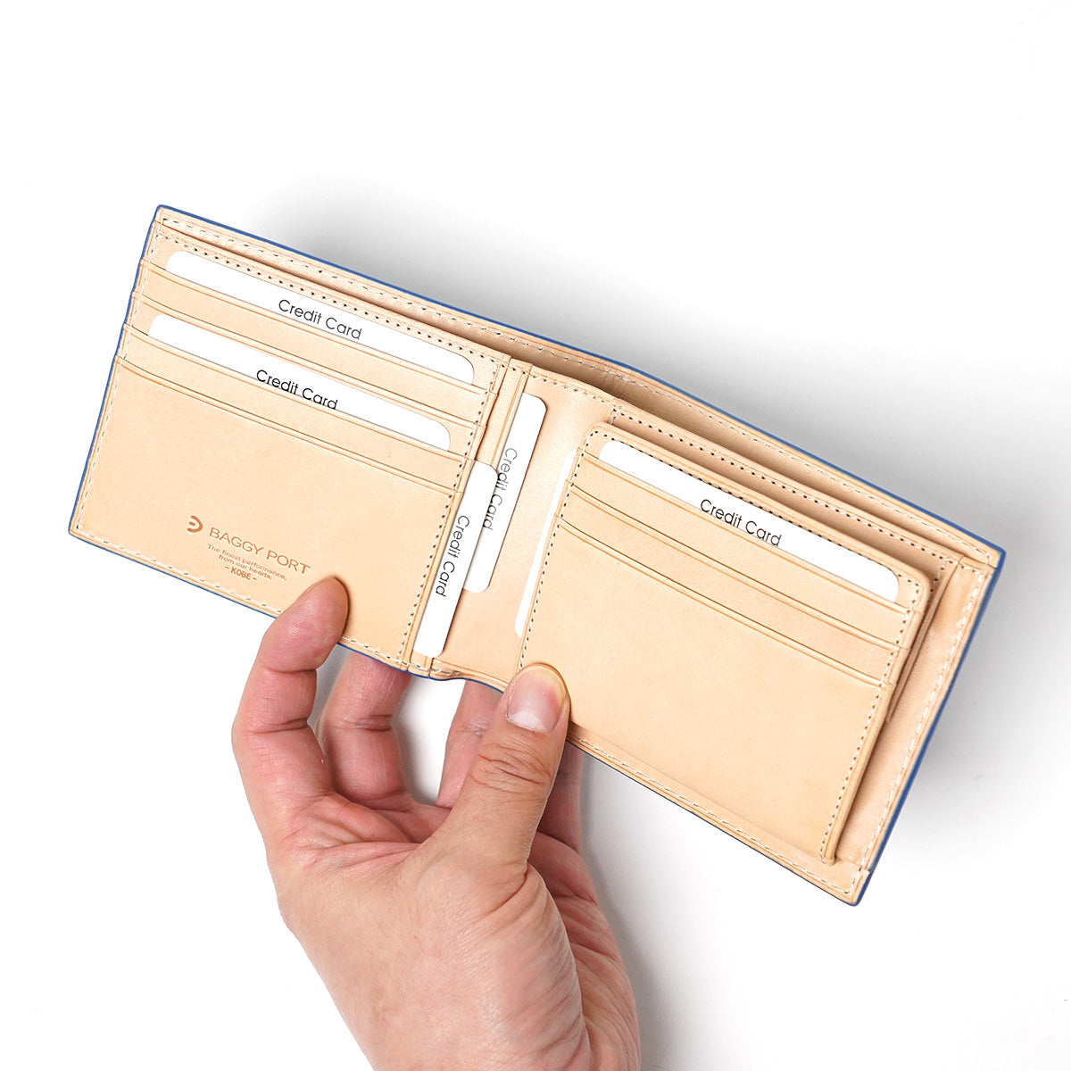 藍染め レザー 二つ折り財布 ZYS098