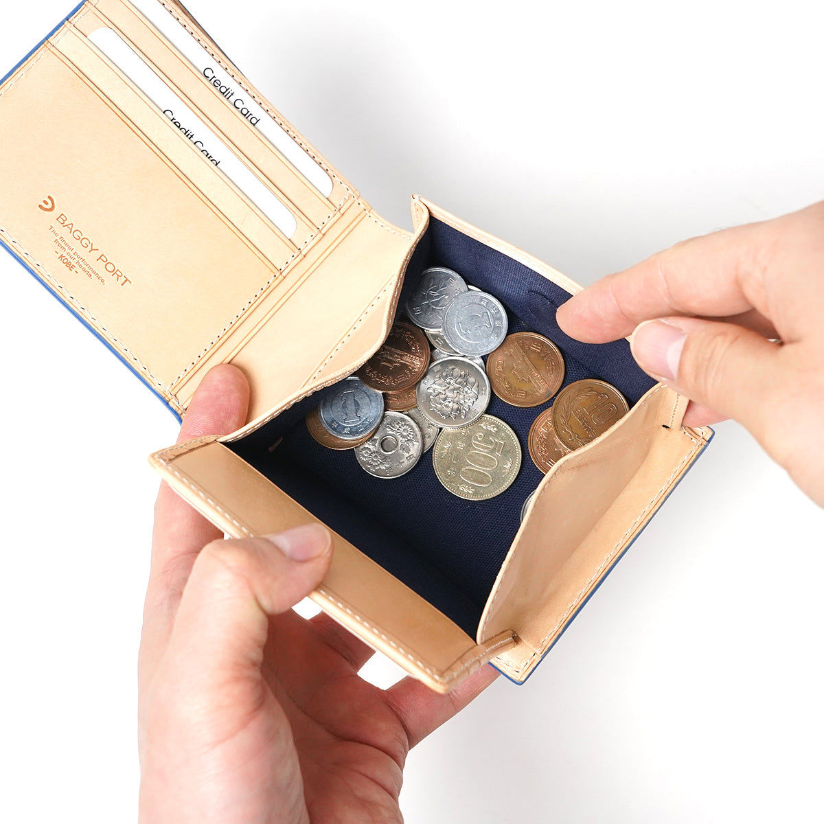 藍染め レザー 二つ折り財布 ZYS098