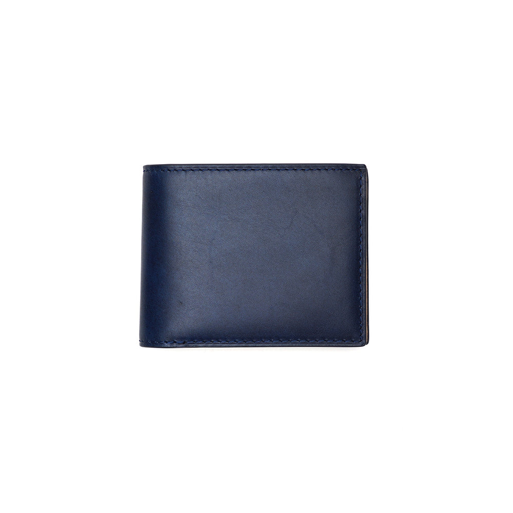 Indigo-dyed leather bifold wallet ZYS098