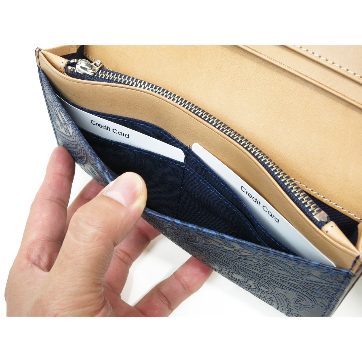 藍染め×ペイズリー 長財布 ZYS190