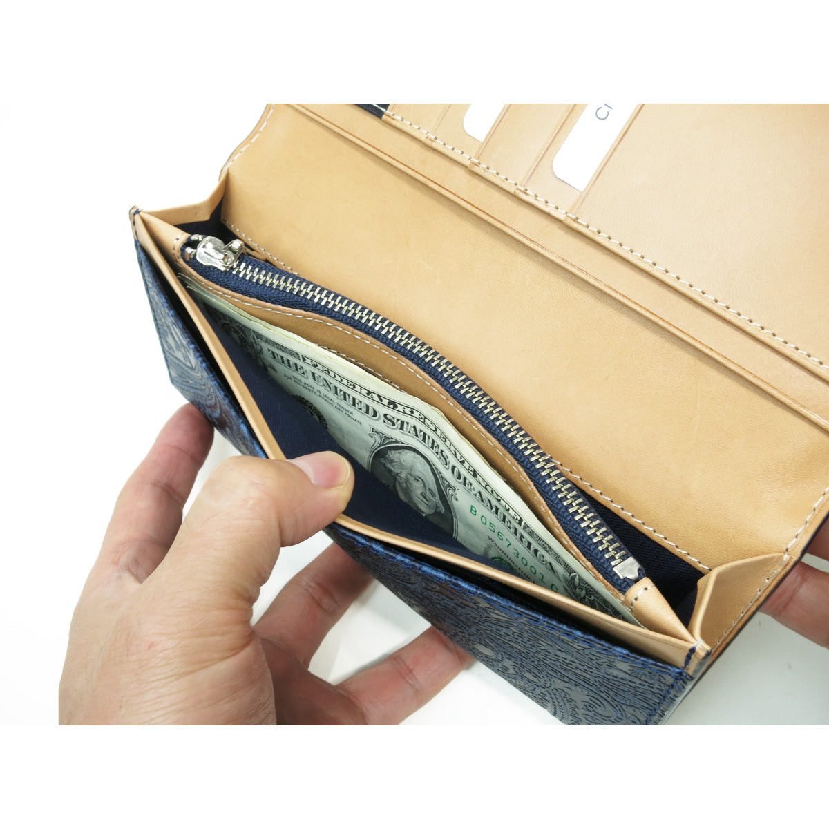 藍染め×ペイズリー 長財布 ZYS190