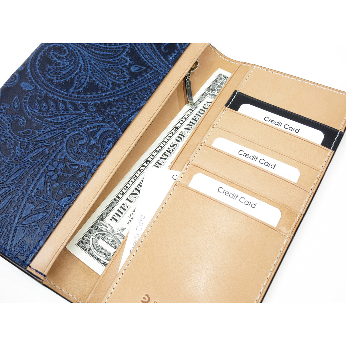 藍染め×ペイズリー 長財布 ZYS190