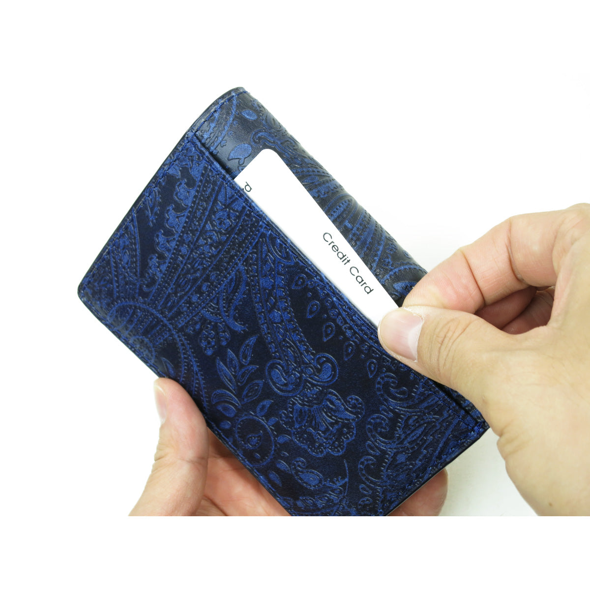 Indigo dyed x Paisley half wallet ZYS196