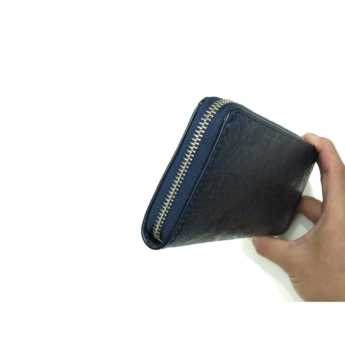 藍染め×ペイズリー ラウンドファスナー 長財布 ZYS197