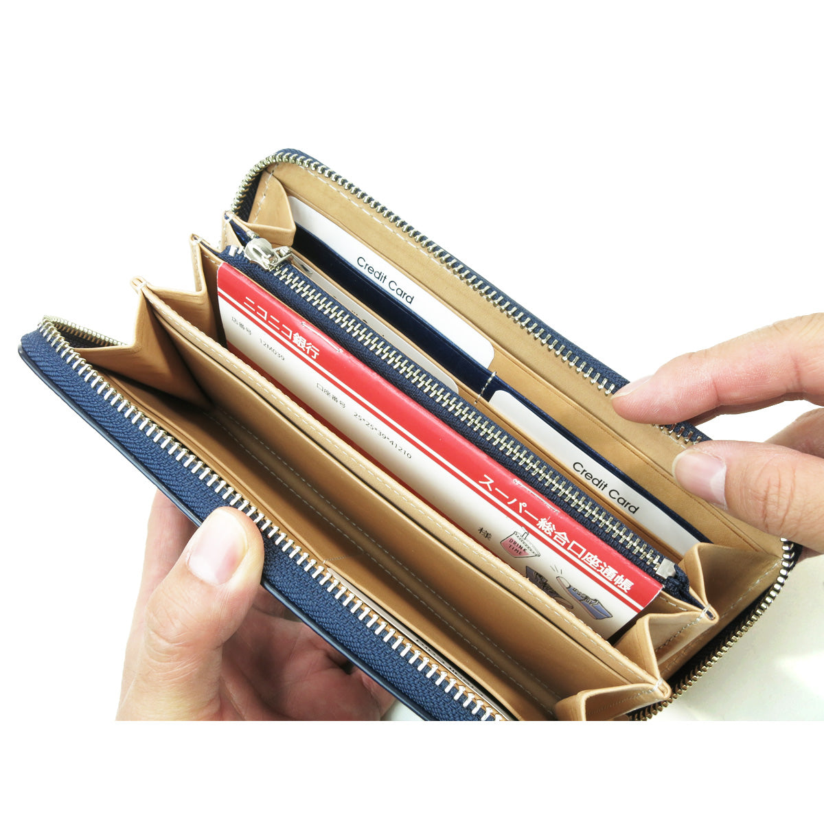 藍染め×ペイズリー ラウンドファスナー 長財布 ZYS197