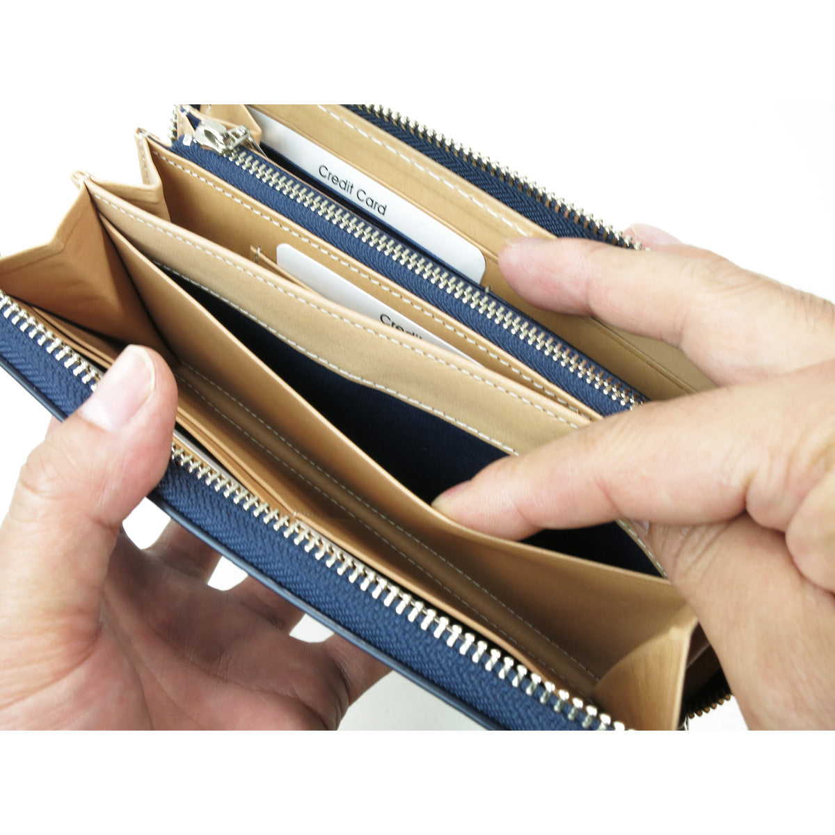 藍染め×ペイズリー ラウンドファスナー 長財布 ZYS197