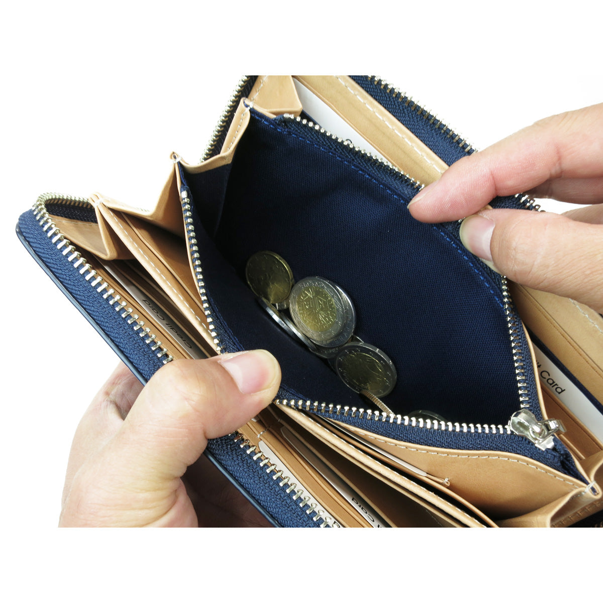 藍染め×ペイズリー ラウンドファスナー 長財布 ZYS197