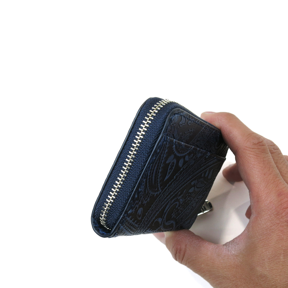 藍染め×ペイズリー ラウンドファスナー 小銭入れ ZYS199