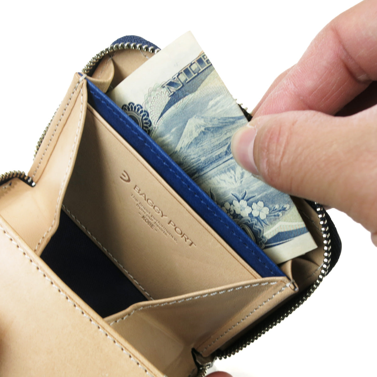 藍染め×ペイズリー ラウンドファスナー 小銭入れ ZYS199