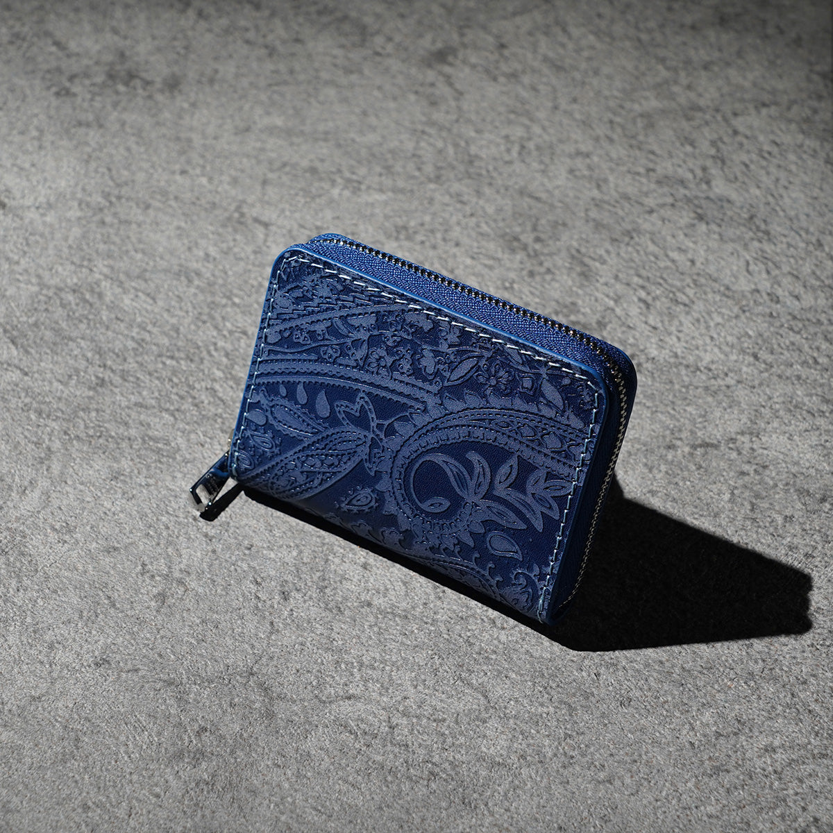 Indigo dye x Paisley round zipper coin purse ZYS199