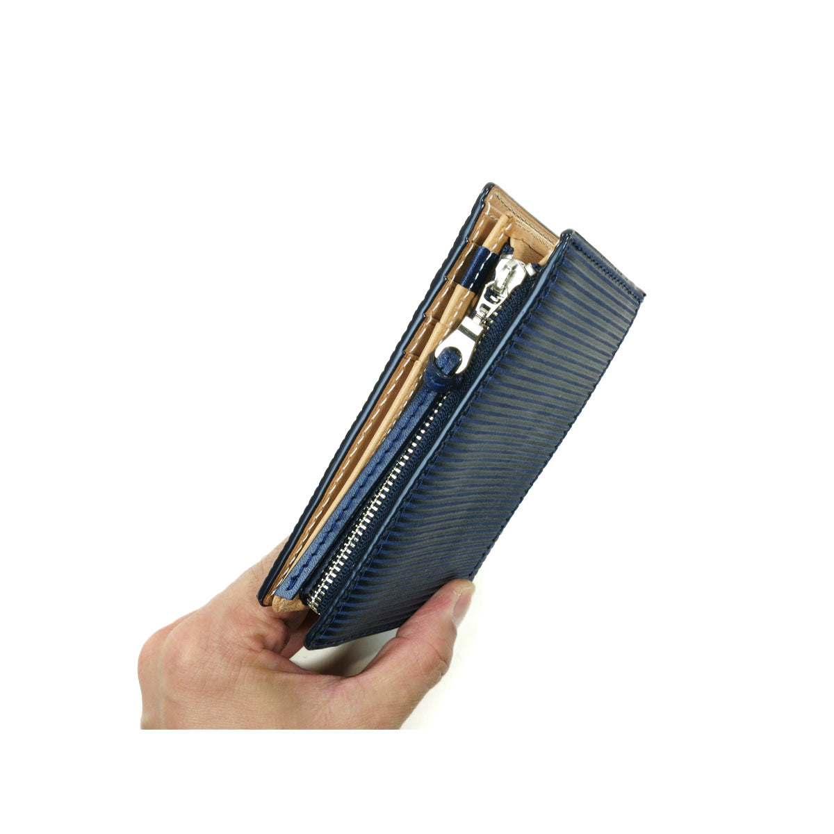 Indigo dyed x straight half wallet ZYS296