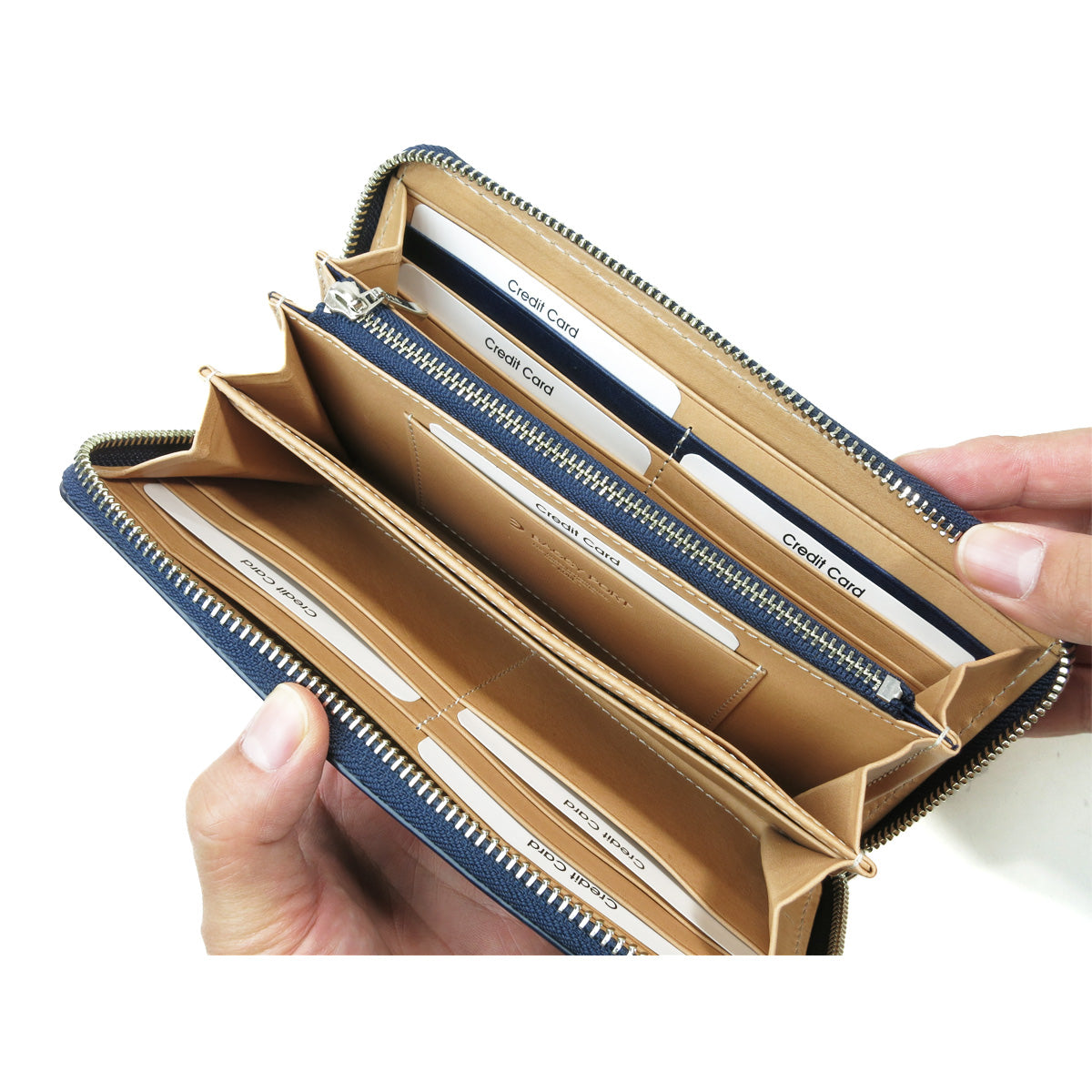 藍染め×ストレート ラウンドファスナー 長財布 ZYS297