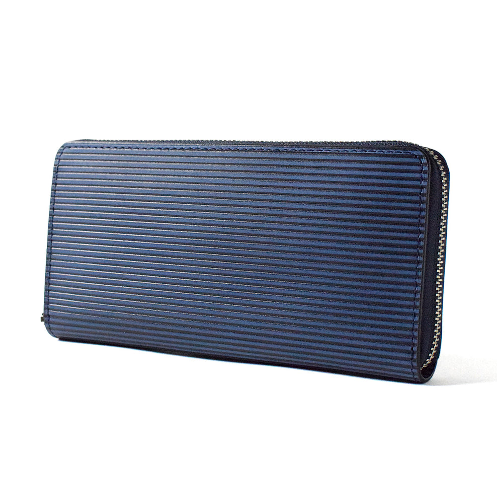 Indigo dyed x straight round zipper long wallet ZYS297