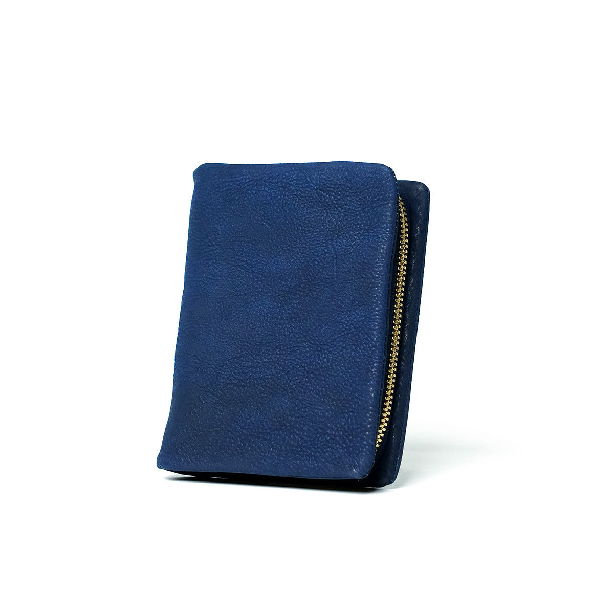 Indigo-dyed nubuck round zipper half wallet ZYS491
