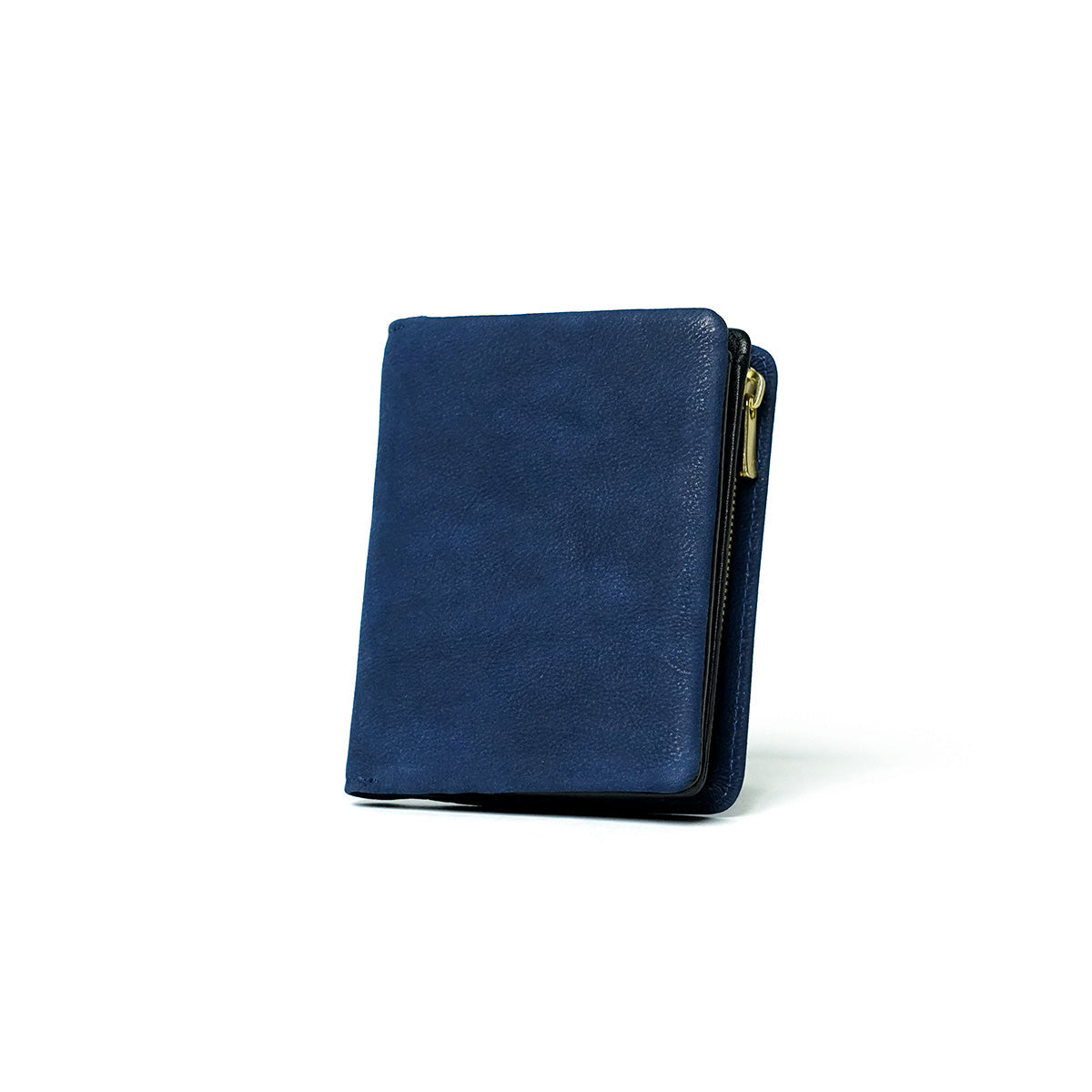 Indigo-dyed nubuck compact half wallet ZYS492